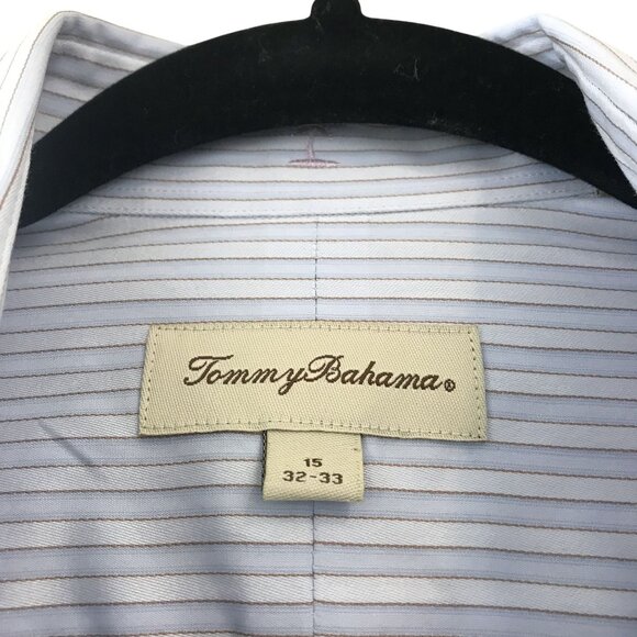 Tommy Bahama Mens Blue Striped 100% Cotton Button-Up Shirt Size 15 32-33 - Picture 3 of 11